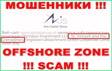 Аксис Капитал Групп - это интернет-обманщики, их адрес регистрации на территории Сент-Винсент и Гренадины