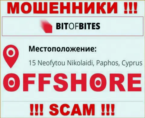 Контора БитОф Битес указывает на сайте, что находятся они в офшорной зоне, по адресу - 15 Neofytou Nikolaidi, Paphos, Cyprus
