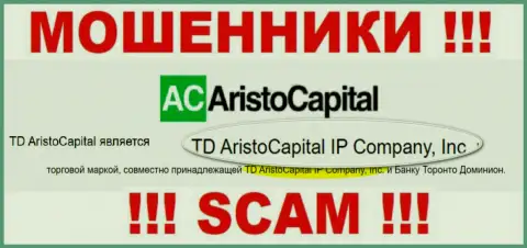 Юридическое лицо интернет жуликов Aristo Capital - это TD AristoCapital IP Company, Inc, инфа с веб-сервиса воров