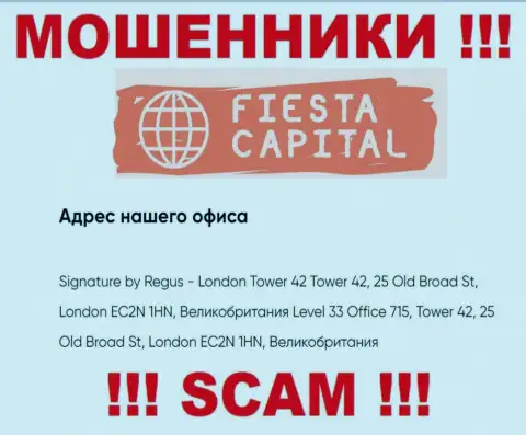 Fiesta Capital Cyprus Ltd, по тому адресу, который они засветили у себя на веб-портале, не найдете, он ненастоящий