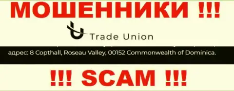 Абсолютно все клиенты TradeUnion однозначно будут оставлены без копейки - данные мошенники отсиживаются в офшоре: 8 Copthall, Roseau Valley, 00152 Dominica