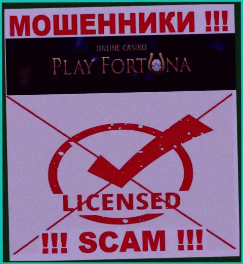 Работа Play Fortuna противозаконна, т.к. указанной конторы не дали лицензию