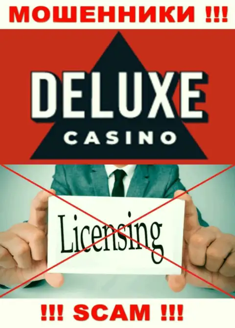 Отсутствие лицензионного документа у организации Deluxe Casino, лишь доказывает, что это интернет-кидалы
