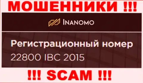 Номер регистрации компании Inanomo: 22800 IBC 2015