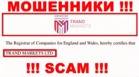 Юридическое лицо компании TrandMarkets - это TRAND MARKETS LTD, инфа взята с официального сайта