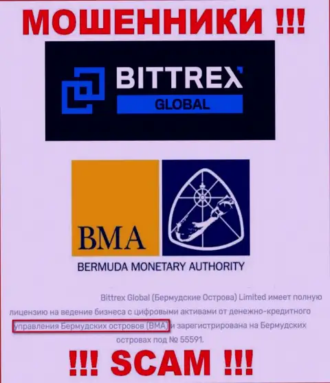 И контора Биттрекс Ком и ее регулятор - Bermuda Monetary Authority (BMA), являются кидалами