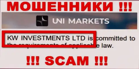 Владельцами UNI Markets оказалась компания - KW Investments Ltd