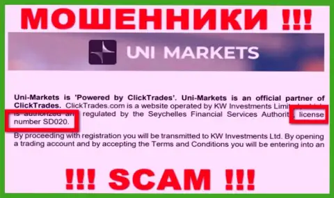 Осторожно, UNIMarkets сольют финансовые активы, хотя и разместили свою лицензию на интернет-портале