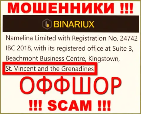 Binariux - это ВОРЮГИ, которые официально зарегистрированы на территории - Saint Vincent and the Grenadines