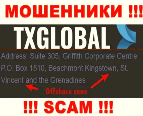С мошенником TXGlobal Com опасно сотрудничать, они базируются в офшоре: Сент-Винсент и Гренадины