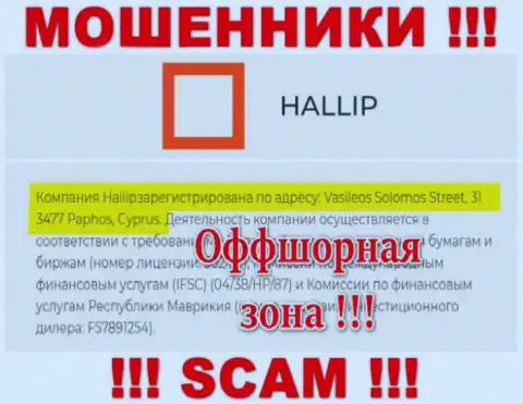 Держитесь подальше от оффшорных мошенников Hallip !!! Их официальный адрес регистрации - Vasileos Solomos Street, 31 3477 Paphos, Cyprus