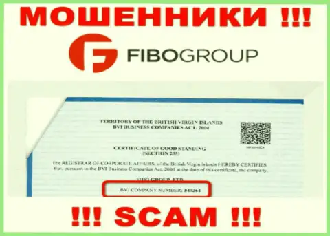 Номер регистрации жульнической конторы ФибоГрупп - 549364