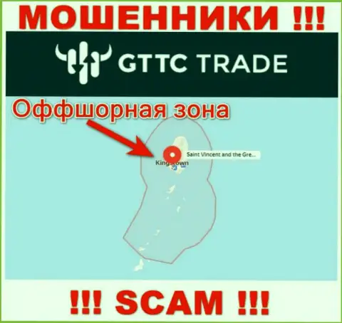 МОШЕННИКИ GT-TC Trade зарегистрированы довольно-таки далеко, а именно на территории - Saint Vincent and the Grenadines