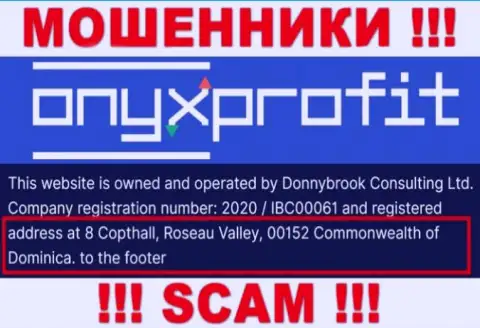 8 Copthall, Roseau Valley, 00152 Commonwealth of Dominica - это оффшорный адрес регистрации Оникс Профит, откуда МОШЕННИКИ оставляют без средств клиентов