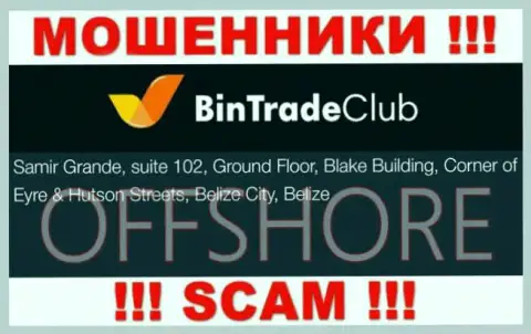 Преступно действующая компания BinTradeClub Ru зарегистрирована на территории - Belize