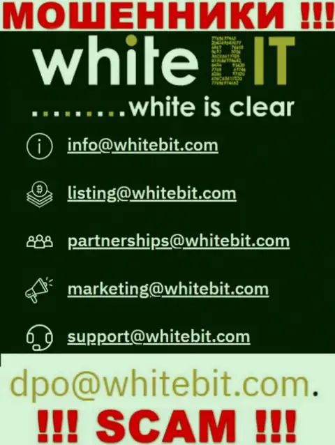 Избегайте любых общений с мошенниками WhiteBit, даже через их е-майл