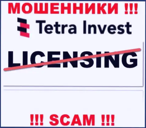 Лицензию га осуществление деятельности обманщикам не выдают, именно поэтому у интернет-лохотронщиков Tetra Invest ее нет