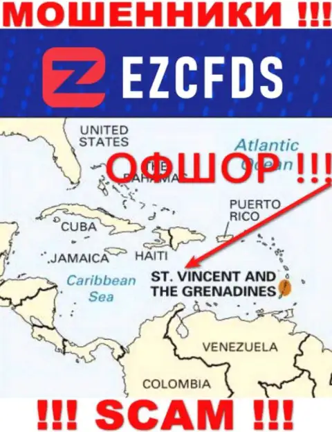 St. Vincent and the Grenadines - офшорное место регистрации мошенников ЕЗЦФДС, представленное у них на сайте