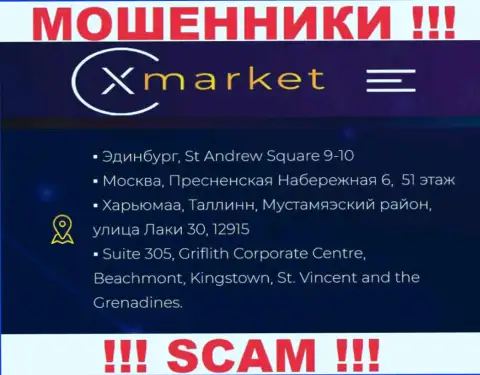 Не связывайтесь с XMarket Vc - данные internet-мошенники засели в офшоре по адресу - Suite 305, Griflith Corporate Centre, Beachmont, Kingstown, St. Vincent and the Grenadines