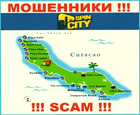 Официальное место базирования Casino Spinc City на территории - Curacao