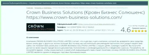 О рейтинге организации Crown Business Solutions на интернет-сервисе Revocon Ru