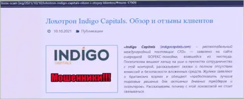 Обзор Indigo Capitals, достоверные случаи грабежа