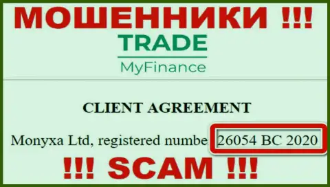 Номер регистрации internet мошенников Trade My Finance (26054 BC 2020) никак не гарантирует их честность