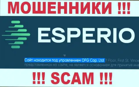 Инфа о юр. лице компании Esperio, это OFG Cap. Ltd