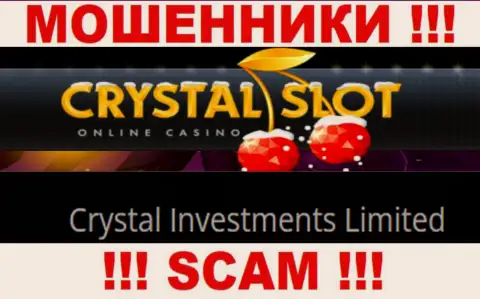 Контора, управляющая мошенниками Кристал Слот Ком - это Crystal Investments Limited