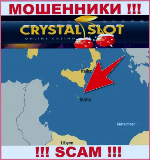 Malta - именно здесь, в оффшоре, зарегистрированы ворюги CrystalSlot