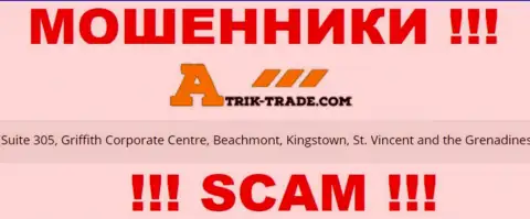 Посетив веб-портал Atrik-Trade сможете заметить, что находятся они в оффшоре: Сьюит 305, Корпоративный Центр Гриффитш, Бичмонт, Кингстаун, Сент-Винсент и Гренадины - это МОШЕННИКИ !!!