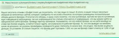 Создатель отзыва утверждает, что BudgetInvest Org - это ЛОХОТРОНЩИКИ !!! Связываться с которыми весьма рискованно