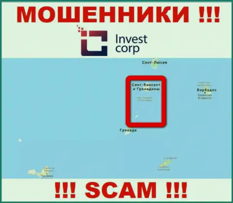 Мошенники InvestCorp зарегистрированы на офшорной территории - St. Vincent and the Grenadines