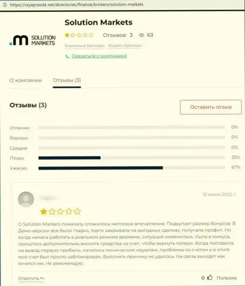 Solution Markets это противоправно действующая организация, которая обдирает своих же доверчивых клиентов до последней копеечки (отзыв)
