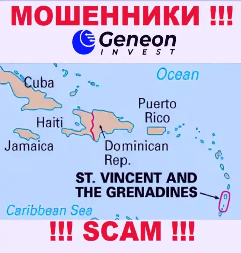 Генеон Инвест имеют регистрацию на территории - St. Vincent and the Grenadines, остерегайтесь совместного сотрудничества с ними