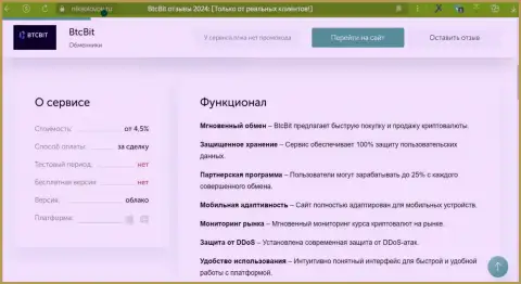 Условия обмена обменки BTCBit в информационном материале на сайте NikSolovov Ru