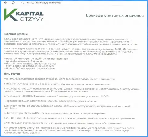 Сервис капиталотзывы ком у себя на страницах также представил обзорную публикацию об условиях для трейдинга дилинговой компании Киексо