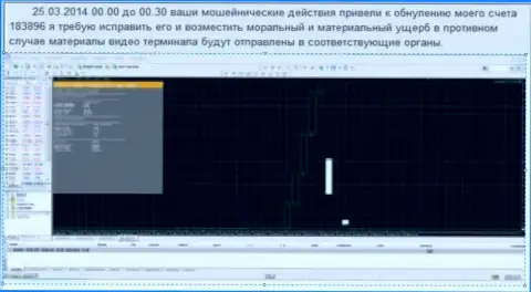 Снимок экрана с доказательством обнуления торгового клиентского счета в Ru GrandCapital Net