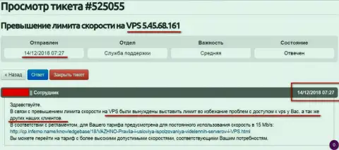 Хостер провайдер сообщил, что VPS сервера, где хостился web-ресурс Фридом-Финанс.Про лимитирован в доступе
