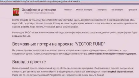 Вектор Фонд - это хайп-компания, имея дело с которой Вы лишитесь вкладов (отзыв)